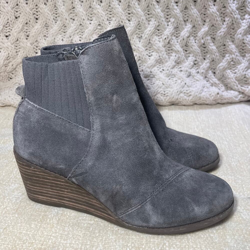 TOMS WOMAN GRAY Sadie Wedge Chelsea Boots SIZE 7